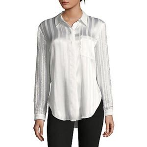 T Tahari Jazzie White Satin Blouse XS NWT!